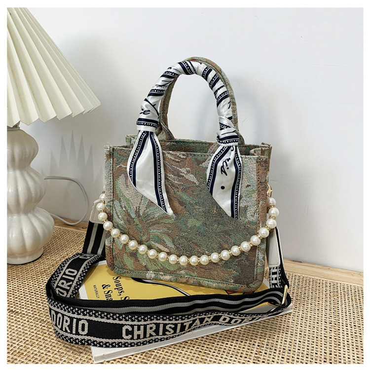 Exclusive 2025 Artist-Designed Tote Bag - Monet Garden Style Women's Crossbody Purse, Luxury Pearl & Floral Print Hot Sale