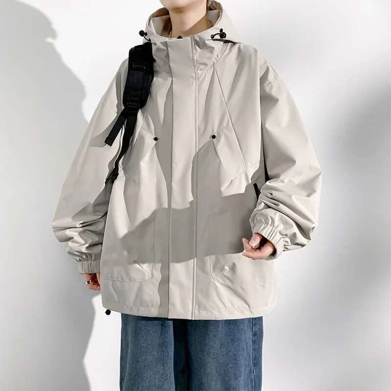 New Camping Men Windbreak Coat Plus 8XL Fashion Casual Waterproof Jacket Male Solid Color Outerwear Big Size