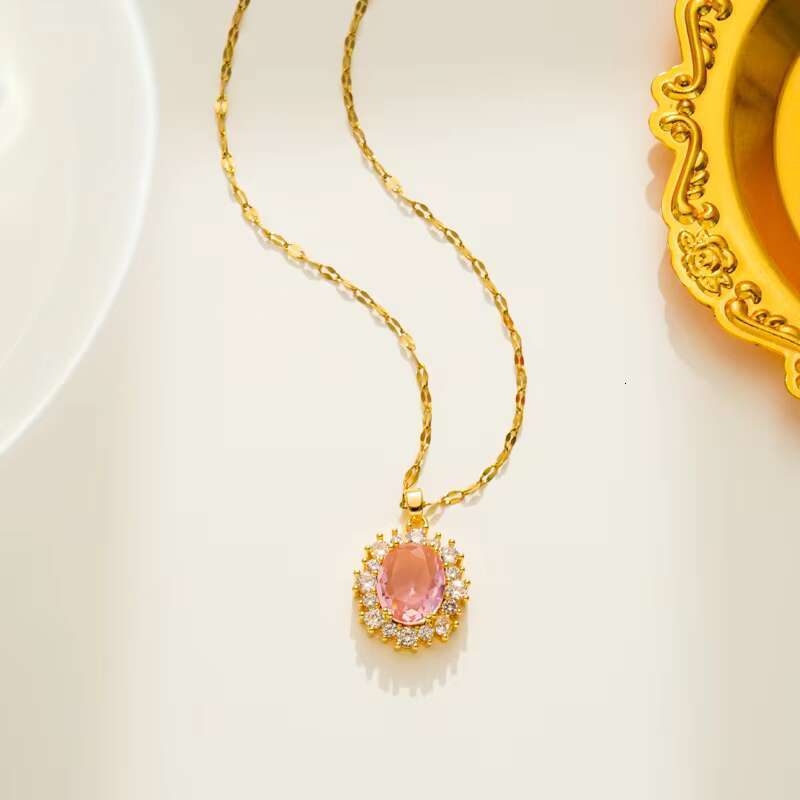 Gold Plated Stainless Steel Jewelry Heart Pendant Fashion Accessories Women's Necklace