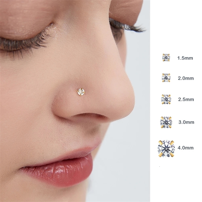 2/8PCS Stainless Steel Eearring Nose Stud Cartilage Piercing Jewelry Helix Tragus Lip Gold Color Tiny Earrings for Women 18G 250512