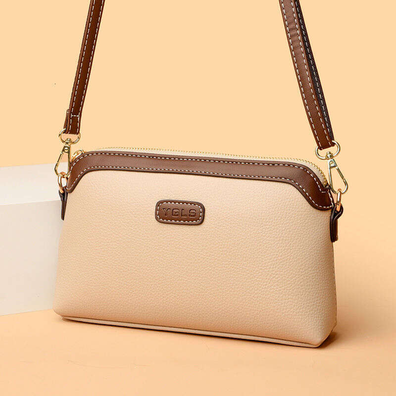 Large capacity 2025 new cowhide solid color fashionable versatile bag for women, soft leather shoulder crossbody bag handbag