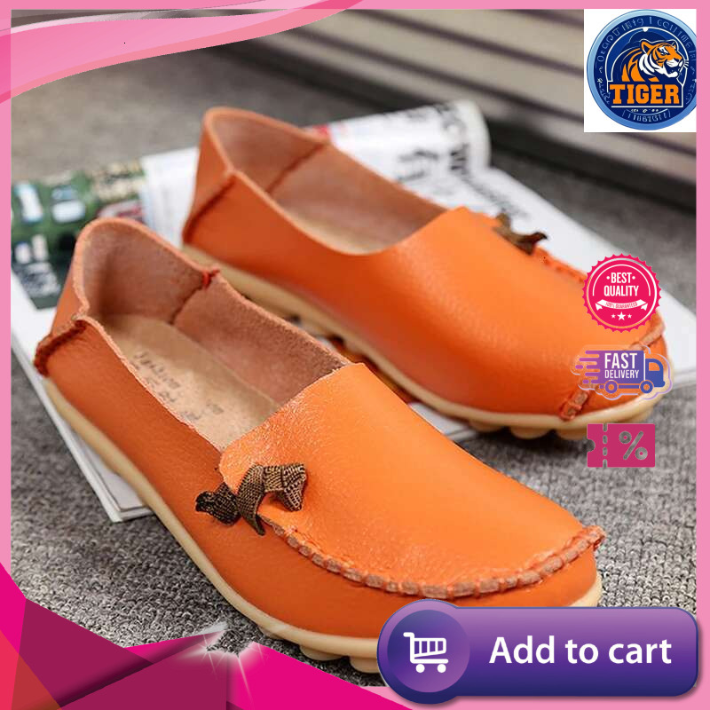 Ddmytiger Leather Flat Bottom Ladies Casual Mom Soft Loafers Women S Shallow Summer Comfort Flats Nursing Shoes Female Outdoor Shoes