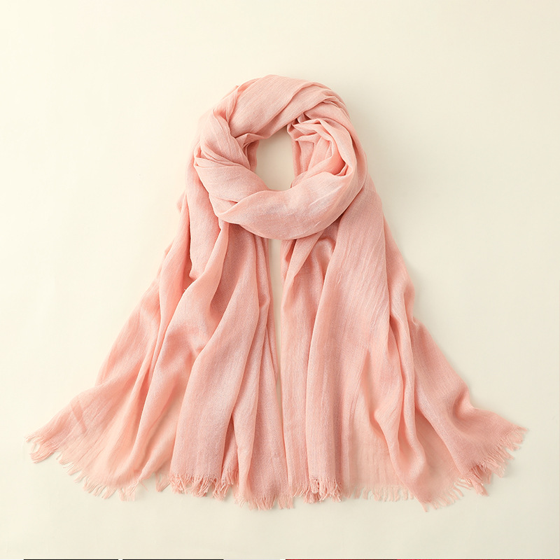 K704 2025 Spring and Summer New Silk Scarf Women Fashion Sun Protection Sun Shade Beach Long Scarf Pure Color Cotton and Linen Silk Scarf Scarf Wholes
