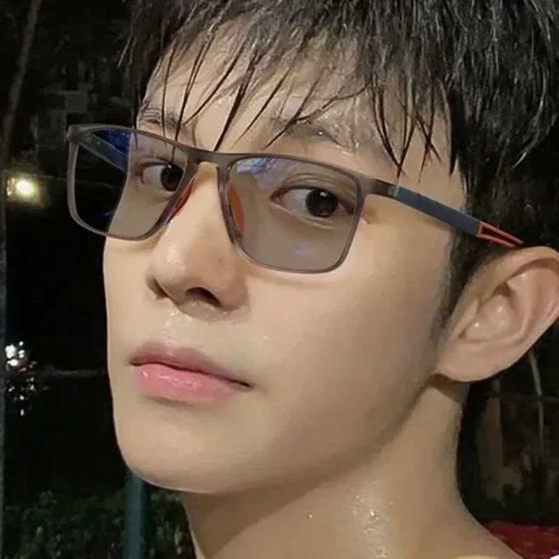 Photochromic Sports Myopia Glasses Fashion Trend Anti-blue Light Near Sight Glasses Outdoor Anti-collision Sunscreen Glasses W250513