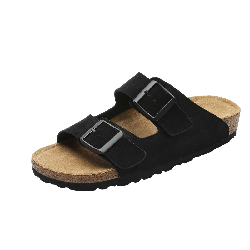 Kidmi New hot Double Button Cork Suede Mens Outdoor Beach Skating Sandals Z250401
