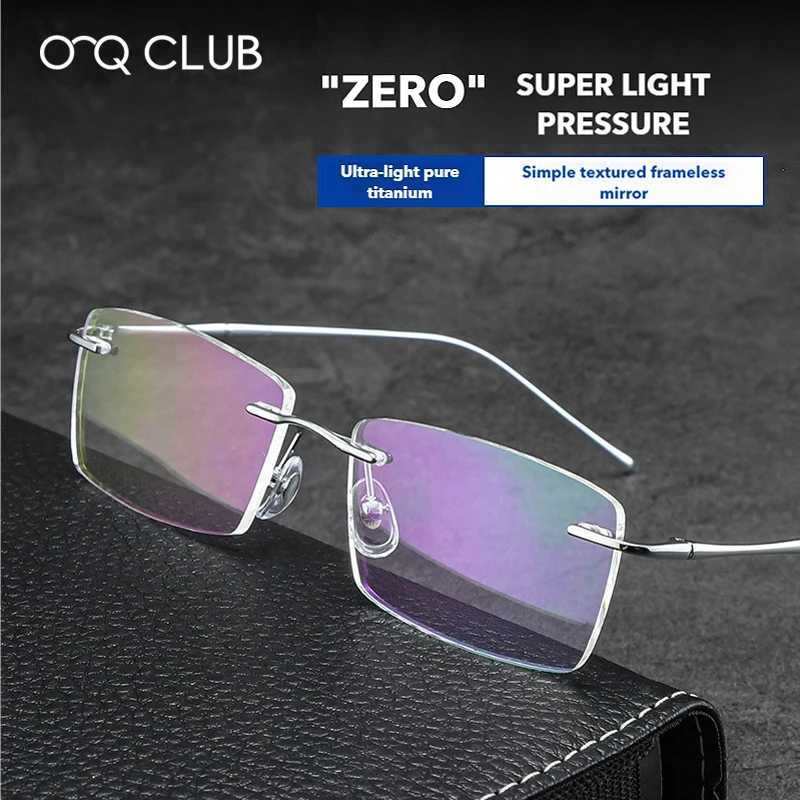 O-Q CLUB Ultra-light Titanium Reading Eyeglass Frames Men Fashion Simple Rimless Myopia Glasses Customized Prescription Glasses W250513