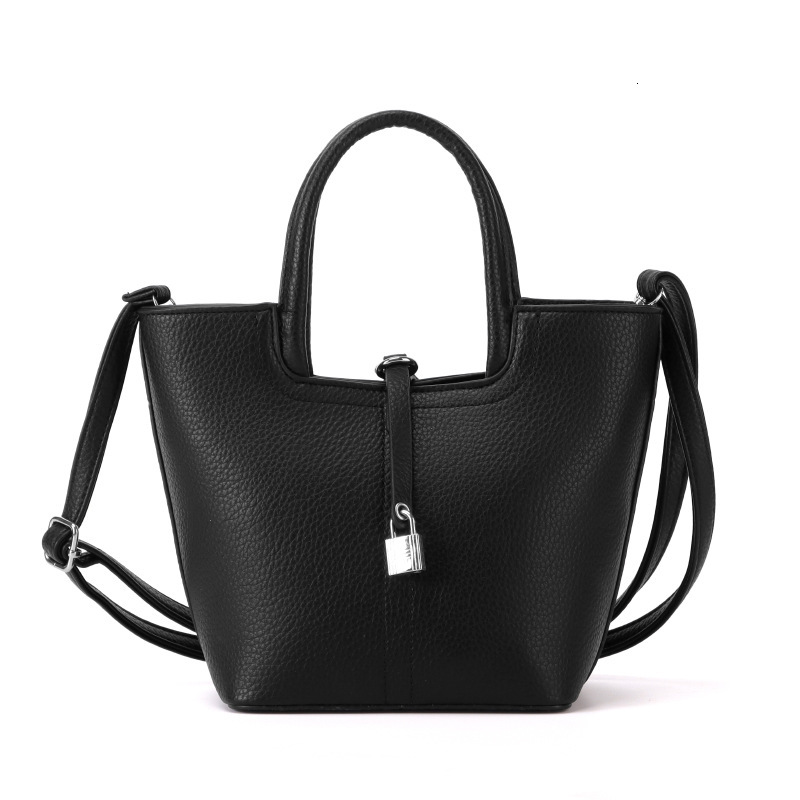 Simple Handheld Bucket Korean Edition Western Style Shoulder Solid Color Commuter Crossover Women's Bag