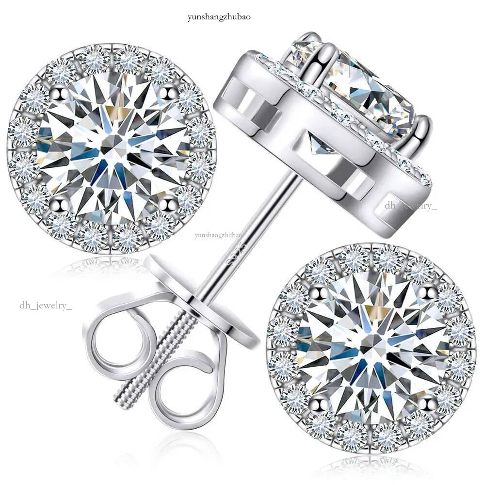 Fine Jewelry Screw Back Women Gold Plated Sterg Sier Iced Out VVS Moissanite Dia Halo Stud Earrings For Men