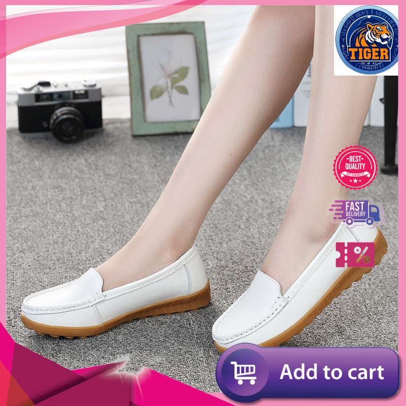 Ddmytiger Genuine Leather Bean Soft Soled Mom S Women Casual Flat Shoes Cow Tendon Soles One Foot Pedal Middle Aged And Elderly Single Outdoor Shoes