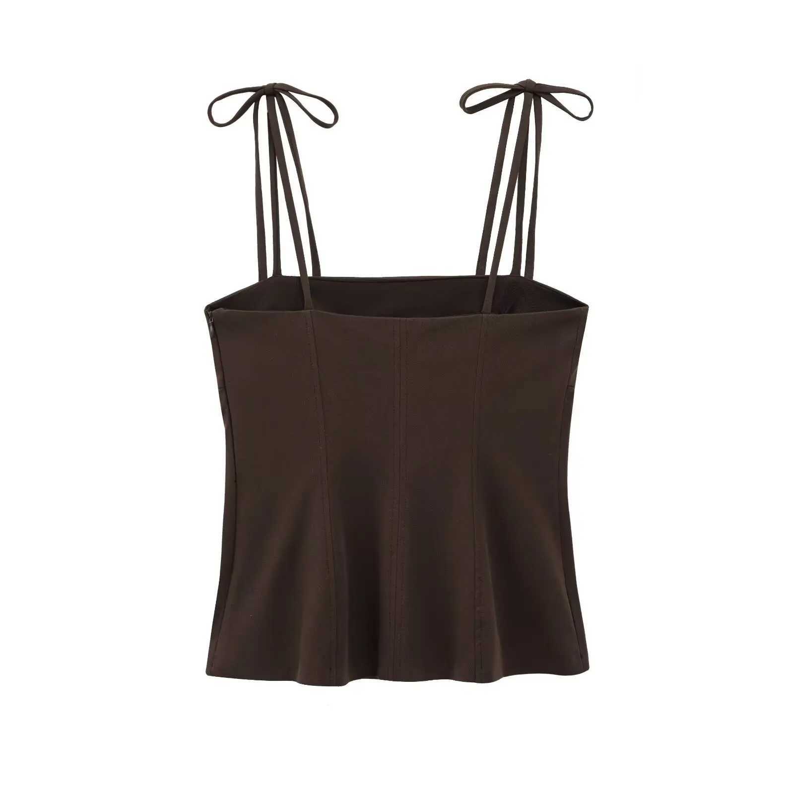 UNIZERA womens top with sexy bow decoration straight neck elastic suspender vest temperament summer new short top M250513
