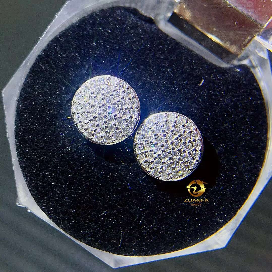 High Quality Hip Hop Jewelry Micro Pave Iced Out Lab Diamond 925 Silver Men Women Moissanite Stud Earring