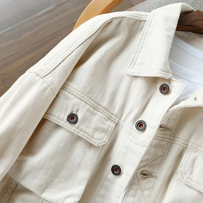 Rare Market Single-Breasted Pure Loose-Fit Slimming Denim Jacket Women's Warm Soft White Cotton Short Coat