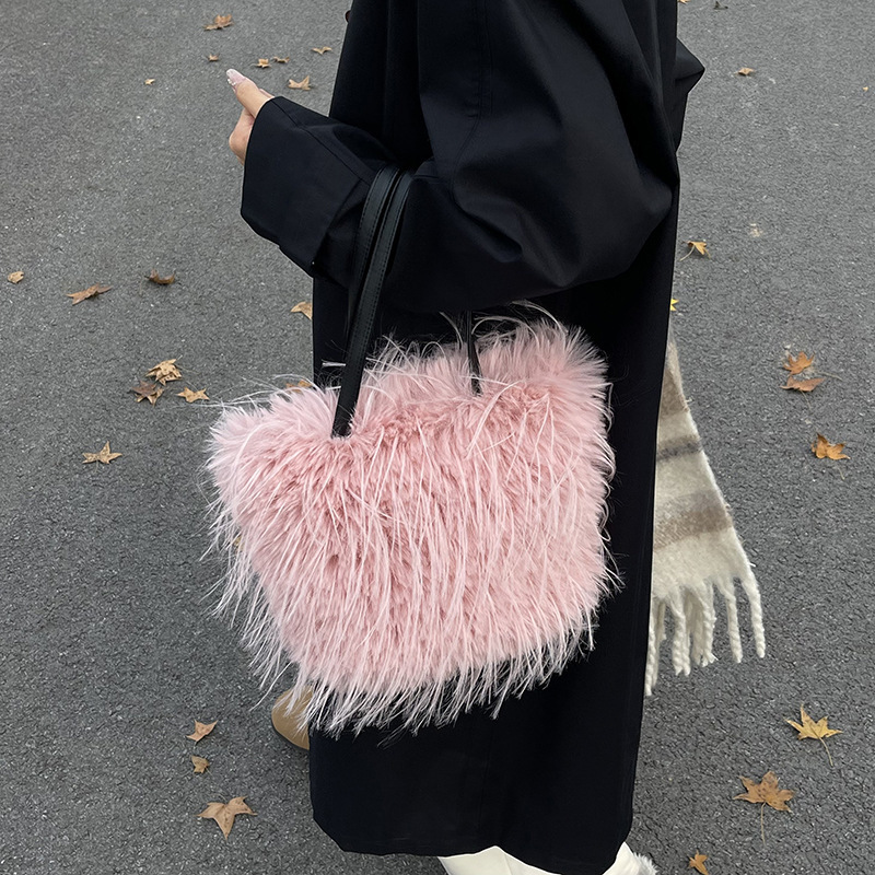 Autumn Winter Turkey Fury 2025 New Collection Forest Sweet and Western Style One Shoulder Handheld Tote Bag Trendy