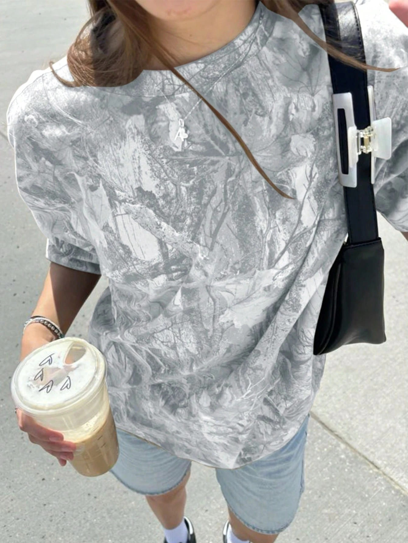 Y2K WomenS TShirt Round Neck Full Body Printed Loose Short Sleeved Fashionable Casual Retro Clothing Trend Women Top Tee 250513