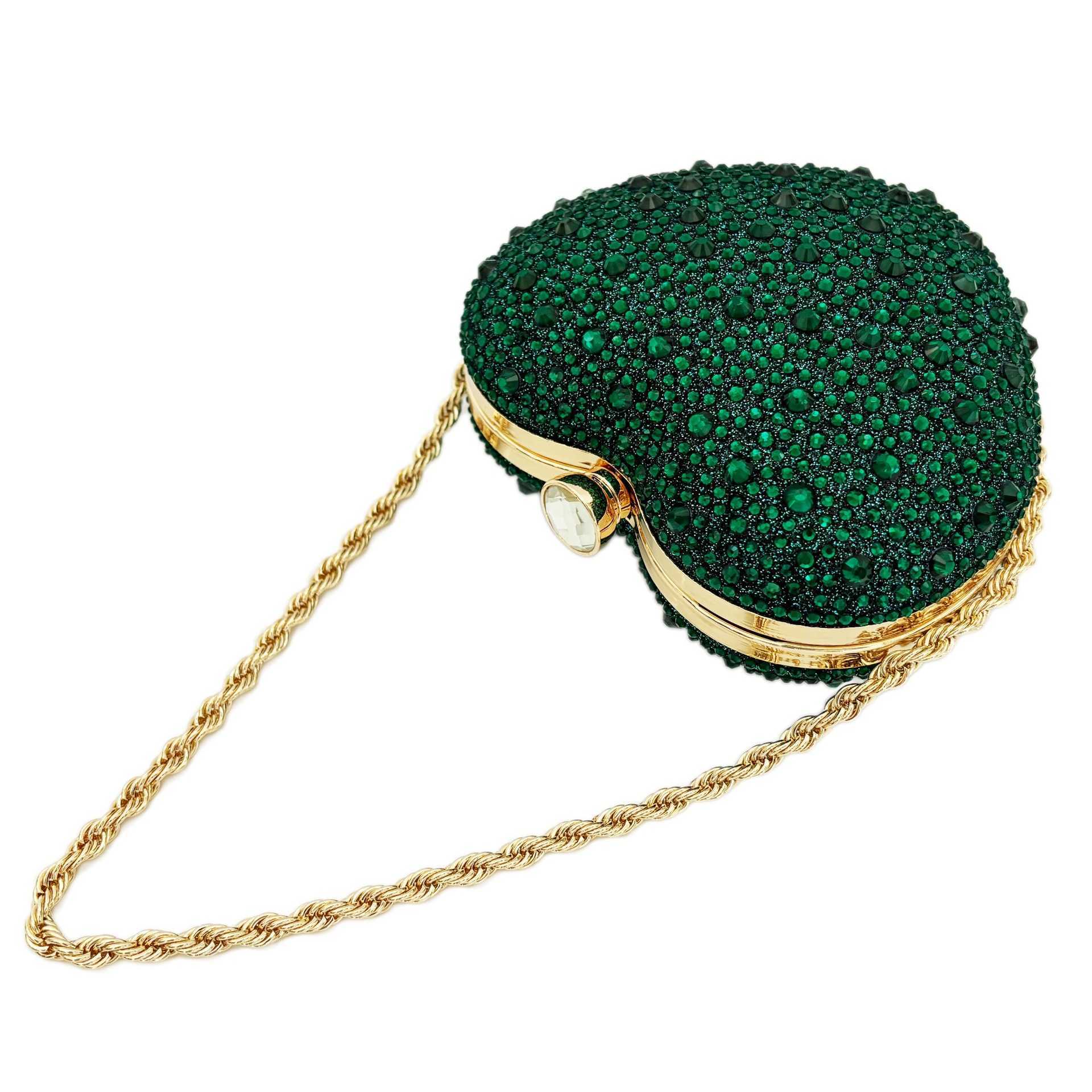 Banquet bag fashionable full diamond hand-held shoulder bag crossbody bag personalized hand-held bag wedding bag style love