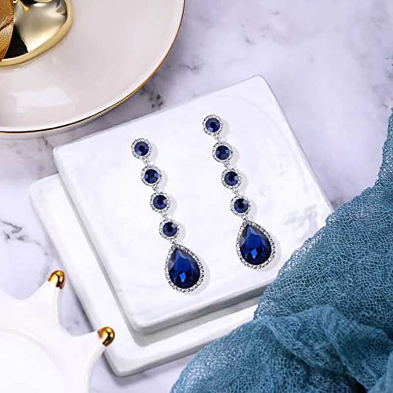 Quick view Wish list Hangings Earrings with Blue Cubic Zirconia Luxury Trendy Ear Accessories for Women Wedding Party Temperament Jewelry Y250510