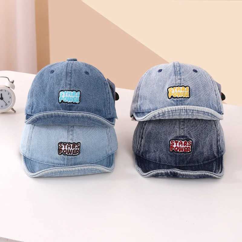 Denim Letter Embroidery Baby Baseball Caps Vintage Spring Autumn Adjustable Kids Peaked Hats For Boy Girl Outdoor Casual Sun Hat R250512