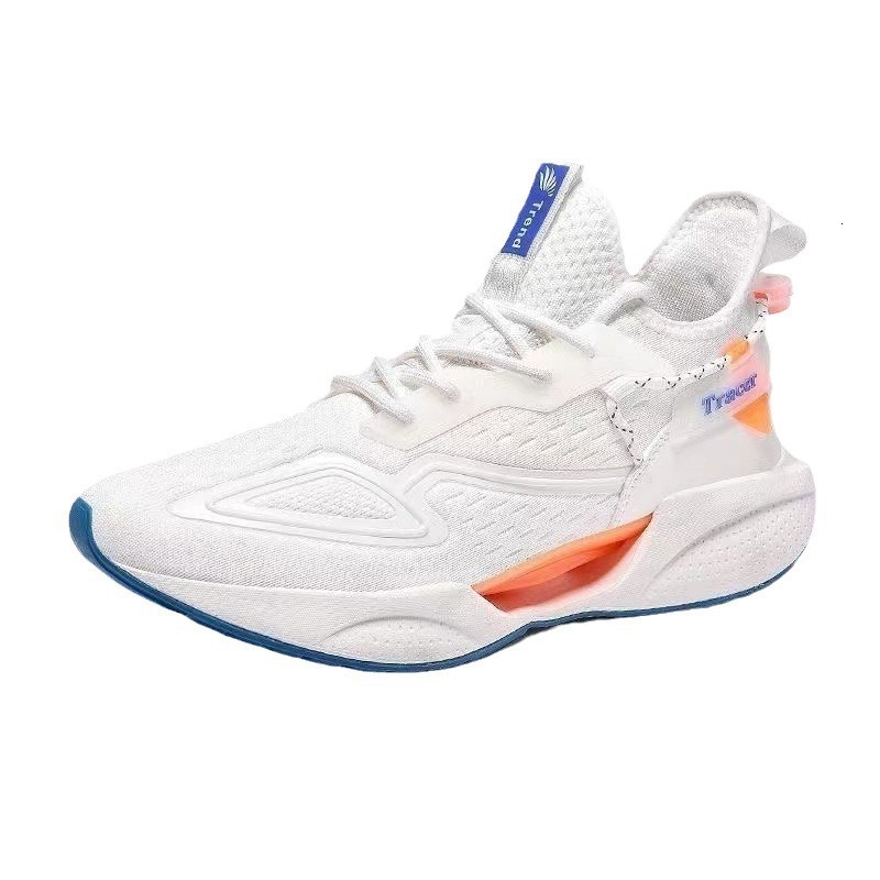 Designer's new soft soled breathable sports and leisure running shoes, woven mesh Korean version multifunctional fashion shoes, men's white 