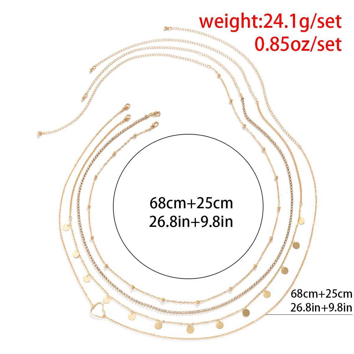 4pcs/Set Punk Aesthetic Thin Belly Chain for Waist Geometric Heart Sequins Sexy Body Jewelry Tennis Chain Rhinestone AccessoriesT250513