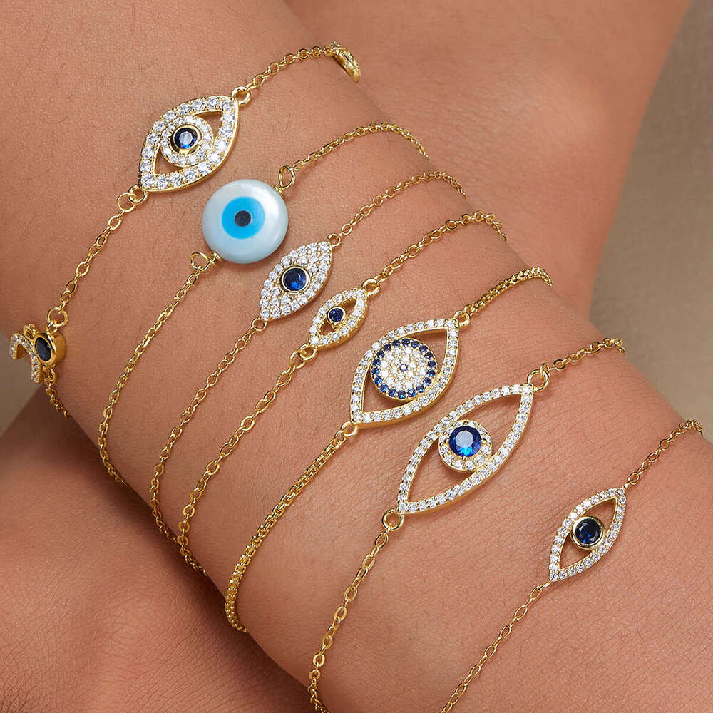 pure sier devils eye bracelet a luxurious and highend feel inlaid with blue zircon chain jewelry