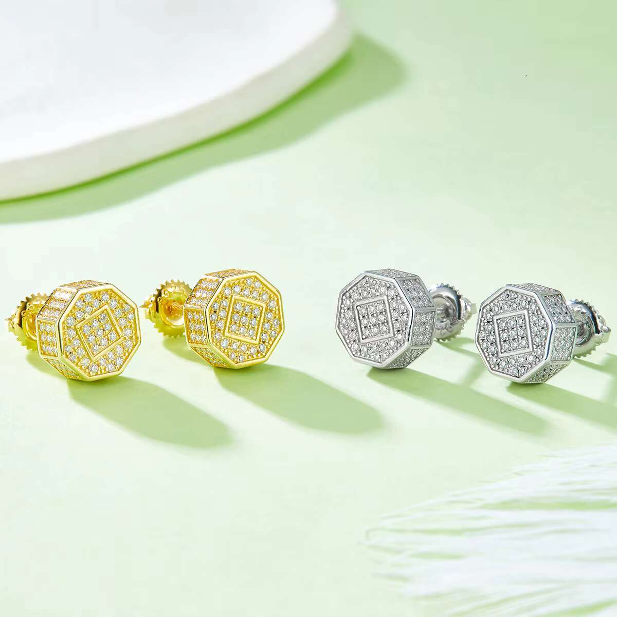 Fashion Designs Jewelry Wholesale 925 Sterling Silver VVS Moissanite Screw Back Hip Hop Earrings for Men