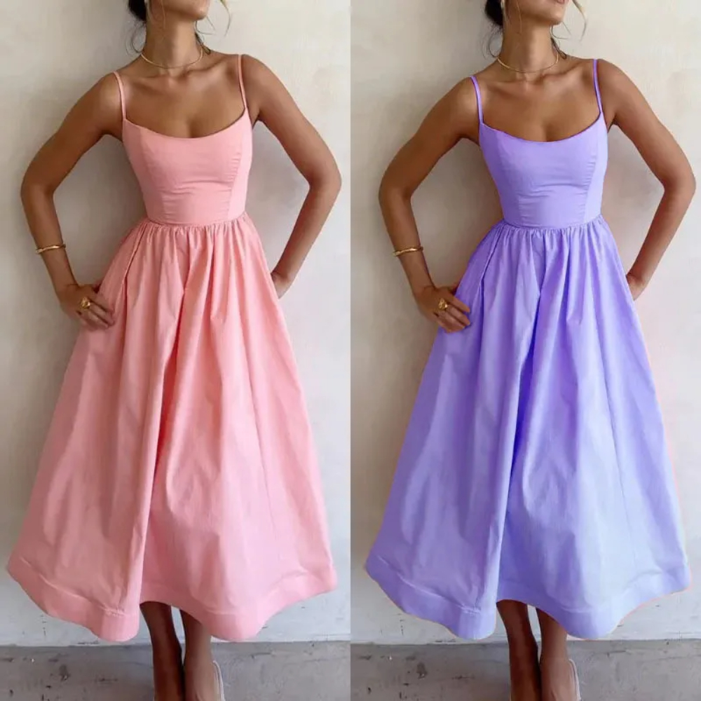 Summer Sleeveless Dresses High Waisted Backless Gowns Pleated Design Vintage Long Dress Women's Corseted Dresses