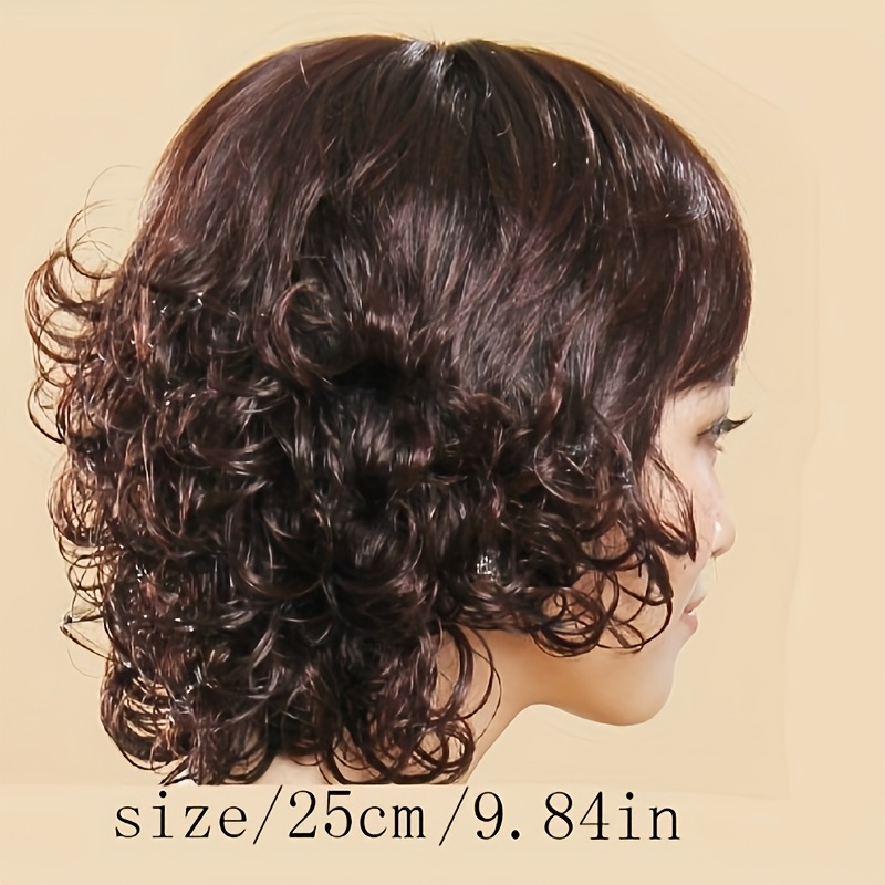 Silk Full Wig with Short Curly Waves for Middle-aged Moms - Comfortable Breathability & Invisible Stitching