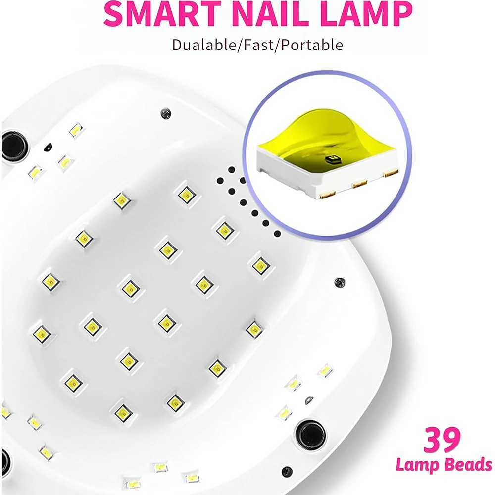 0W UV LED Nail Lamp with 39 Beads 4 Timing Settings Professional Gel Polish Drying Lamp for Manicure Suitable for Nail Salon W250513