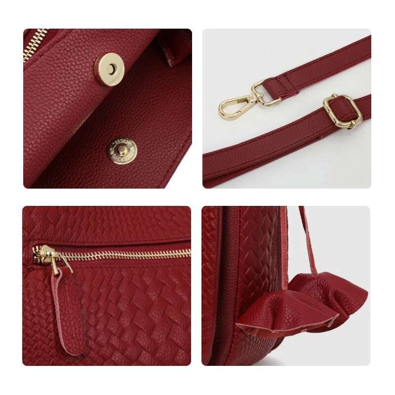 Aidrani Genuine Leather Fashion Women's Handbag Large Capacity Weaving Patterns Cowhide Bag