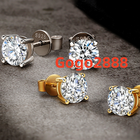 KRKC Wholesale VVS1 0.5ct 0.6ct 0.8ct 1.0ct 925 Sterling Silver Diamond Men Earring Moissanite Wedding Stud Earrings for Bride