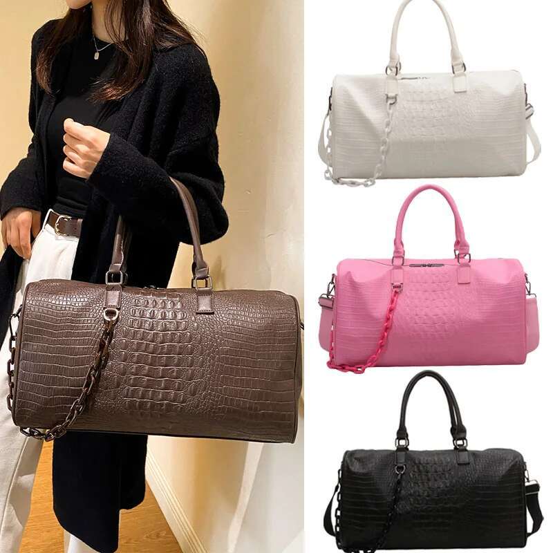 Fiess Gym Travel PU Women Multifunction Training Handbag Carry On Shoulder Outdoor Crossbody Large Weekender Bag Duffel