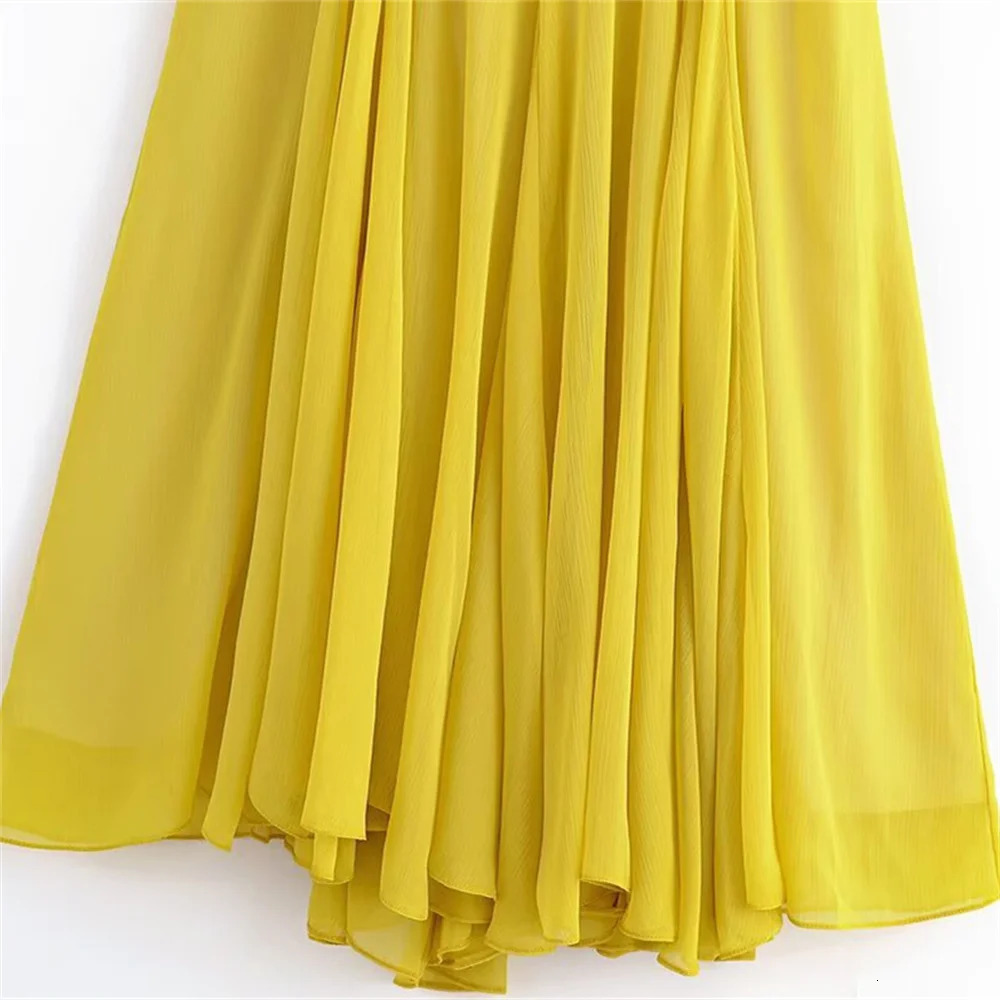 UNIZERA Womens Dress Fashionable Vacation Style Wide Shoulder Straps Folded Flute Summer 250513