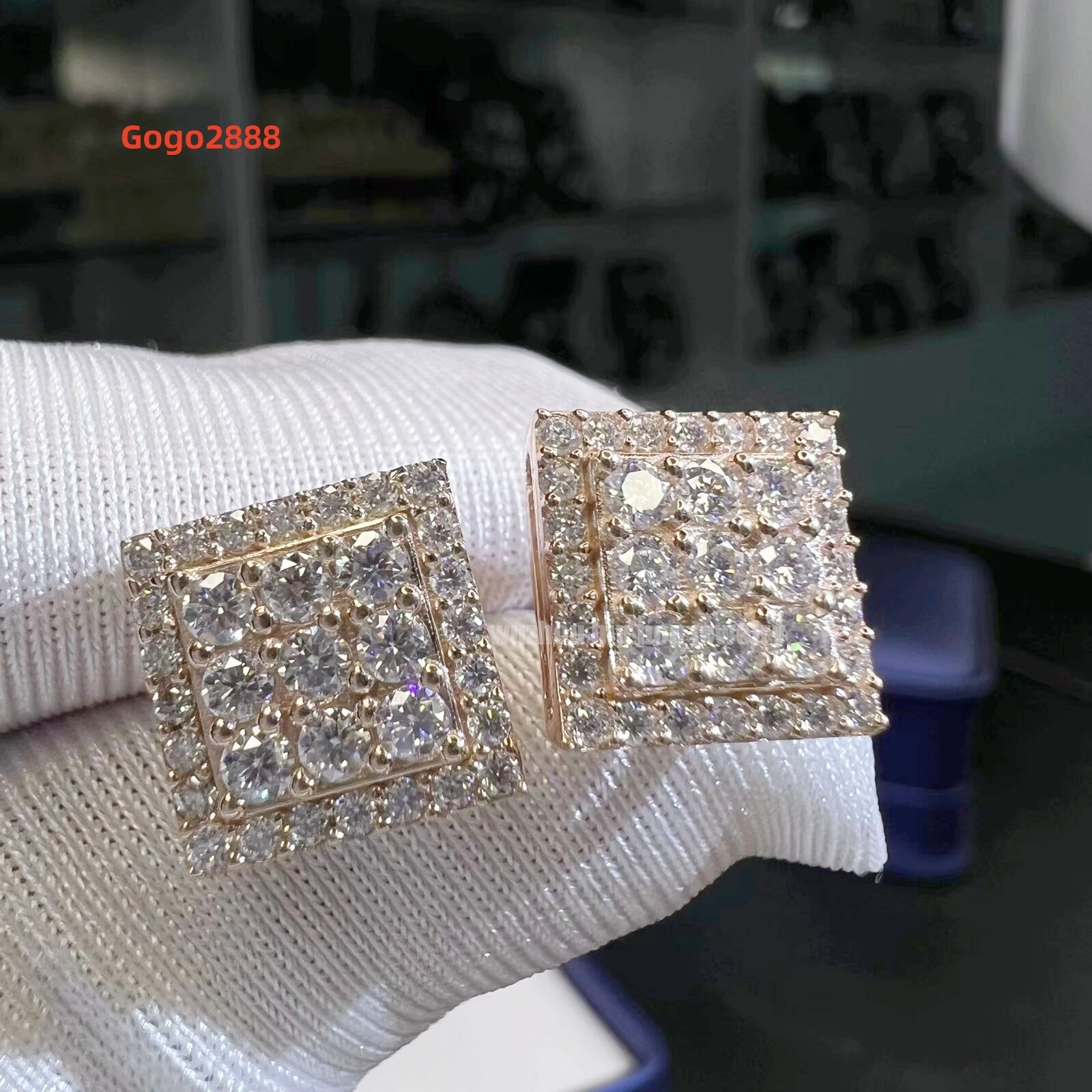 Deluxe Rose Gold Plated Screwback Moissanite Earrings 10mm Real 925 Silver Excellent Cut VVS Clarity Mossanite Stud Earrings