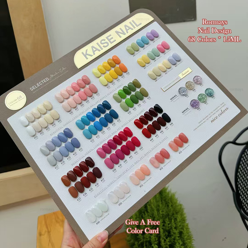 Rormays Popular gel Polishing 68PCS Mixed Clearcoat Rainbow Semi Permanent Immersion UV Nail Salon Whitening Shiny Bare Color Factory wholesale