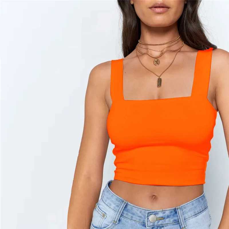 Square Neck Sleeveless Summer Crop Top White Women Black Casual Basic T Shirt Off Shoulder Cami Sexy Backless Tank Top M250513