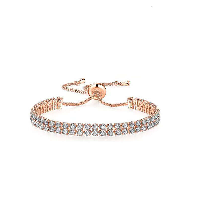 Bracelet set white zircon tennis drawstring single double row dia bracelet