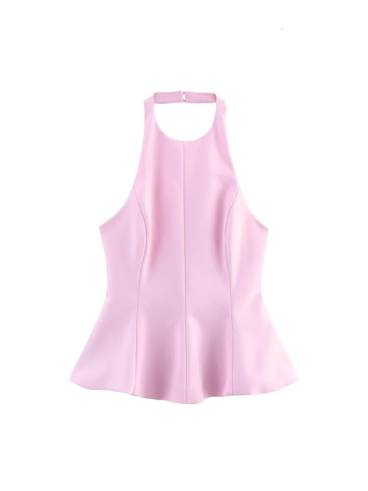 Women Summer Camis Tank Tops Fashion Sweet Halter Solid Backless Female Elegant Street Sexy Top Clothing 250513