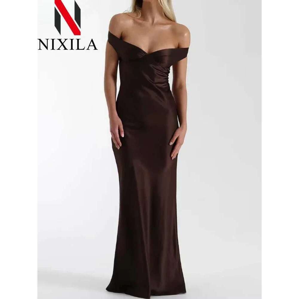 New Summer Satin Bow Backless Sexy Maxi for Women Gown Fashion V Neck Sleeveless Club Party Evening Dress Elegant Clothing