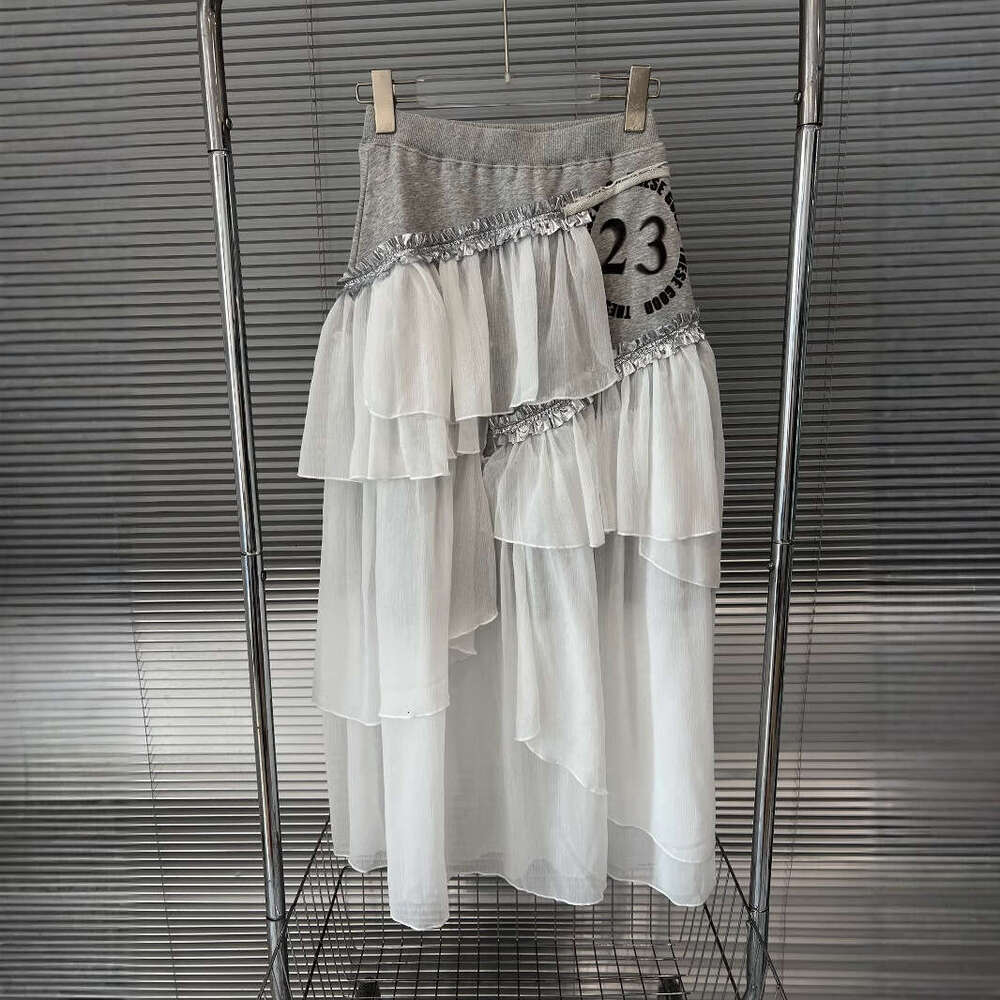 New fashion letter printed hooded sweatshirt for spring 2025, with design sense and a patchwork skirt