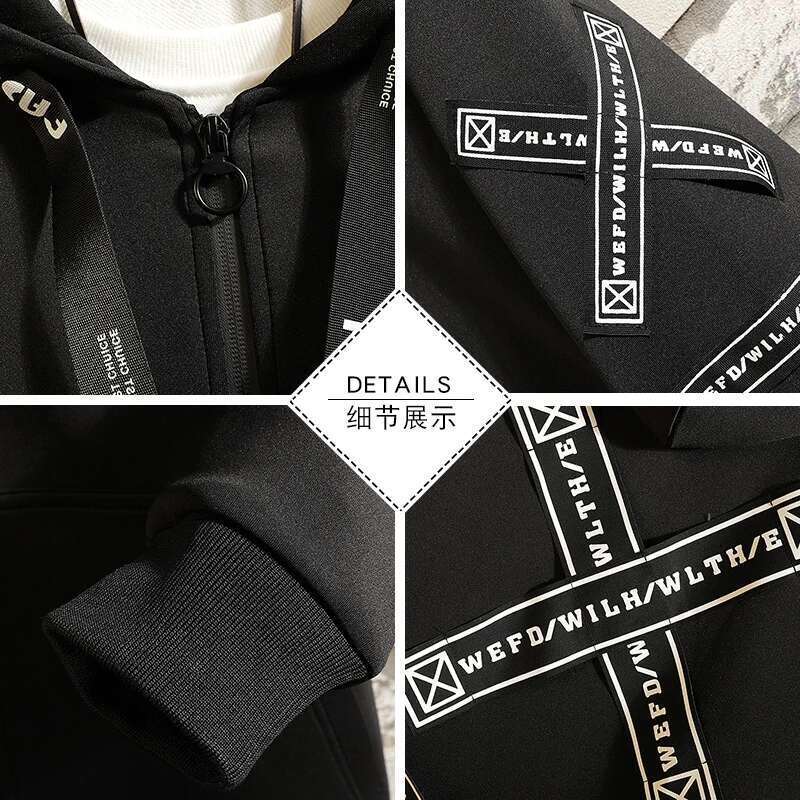 Men Trench Coat fashion Printed Streetwear Hooded Windbreaker Slim Fit Overcoat Outwear