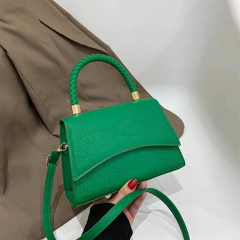 Solid color pattern bag for women fashion Korean version womens bag stylish texture PU simple womens shoulder bag 250513