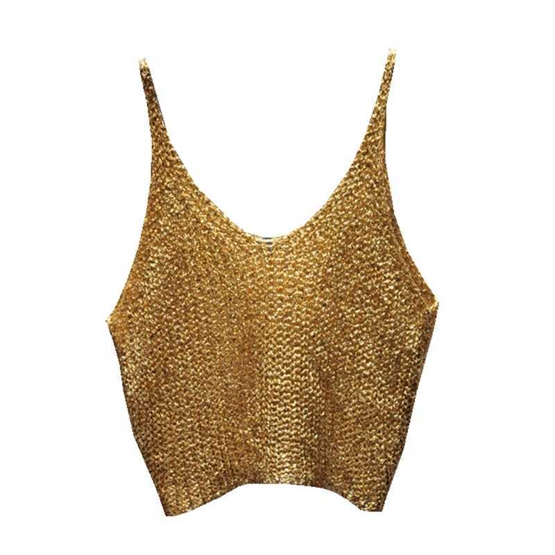 Sparkling Sequins Half Waist Render Knitwear Hollow-out Is Sexy Waist Condole Top Cropped Sexy Streetwear Woman Tops Summer M250513