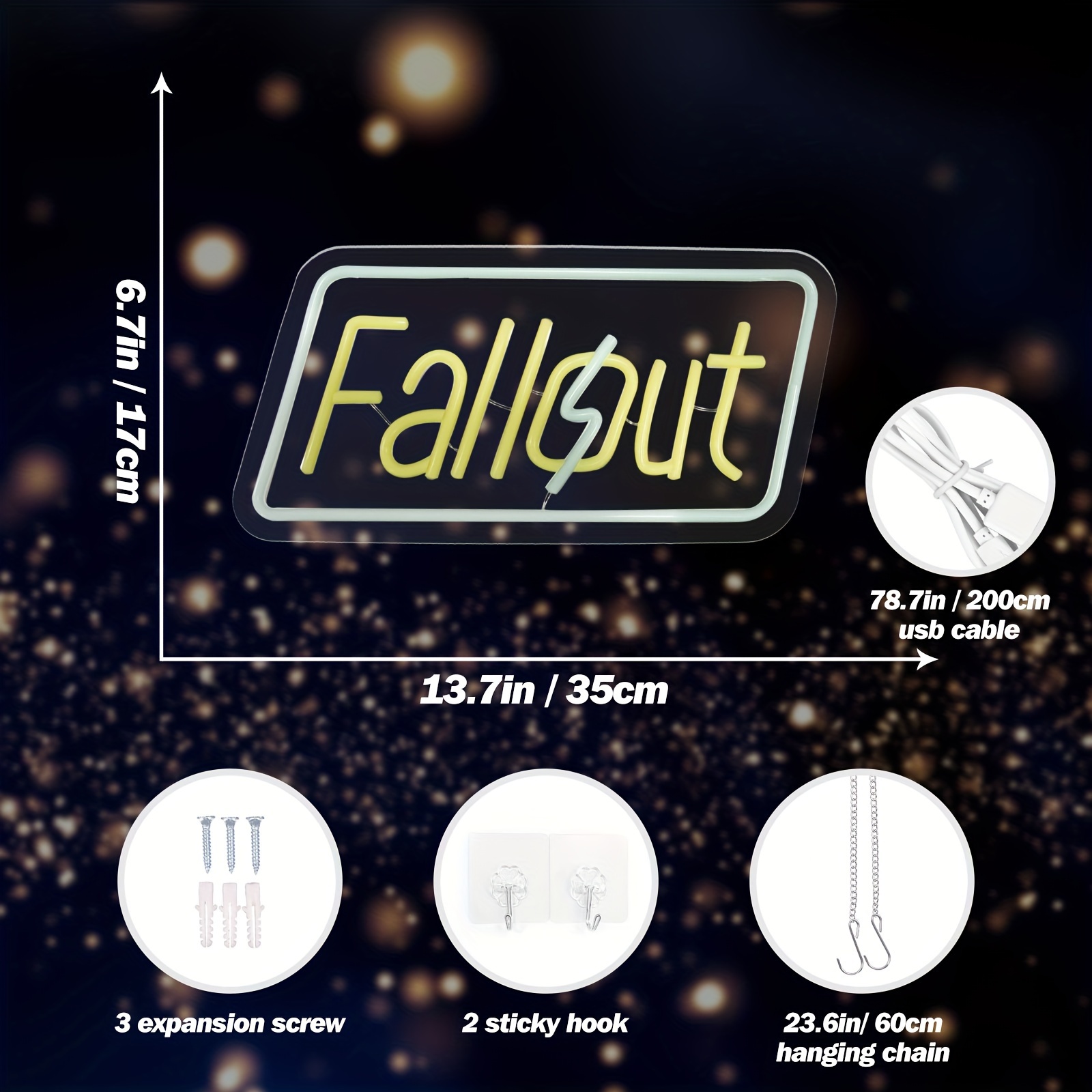 Fallout Neon Sign,USB Powered Adjustable LED Light for Wall Decor, Eco-Friendly Fallout Neon Lamp for Living Room & Bar, Perfect Gift for Gamers & Fan