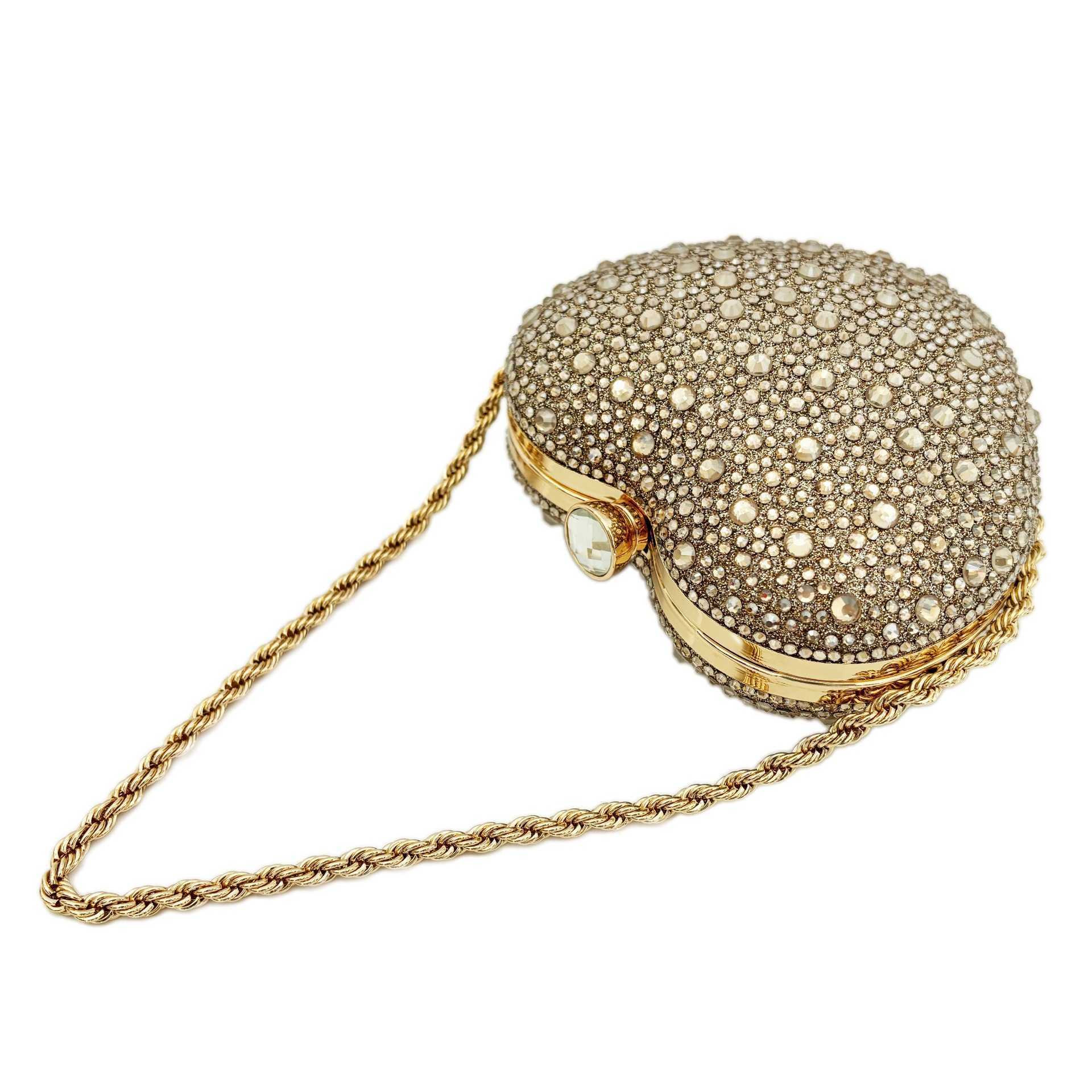 Banquet bag fashionable full diamond hand-held shoulder bag crossbody bag personalized hand-held bag wedding bag style love