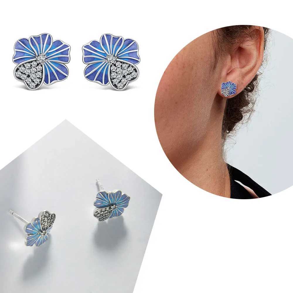 925 Sterling Silver Elegant Sparkling Lucky Clover Hoops Earring For Women Fashion Jewelry Simple Fine Colorful Flower Love Gift Y250510