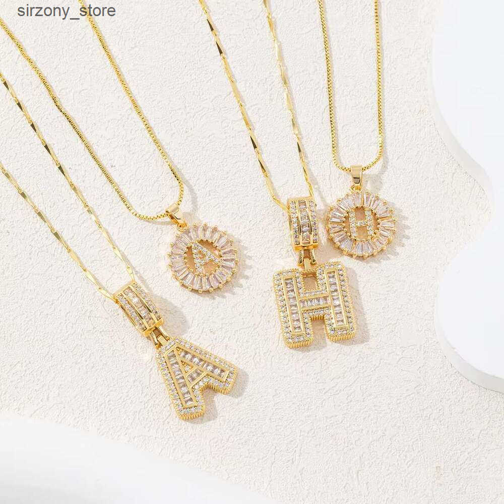 DHCollections Cross-Border Popular 26 Letter Necklace for Women Full Dia Rock Candy Copper Inlaid Fashion Pendant Necklaces z250513KOGX