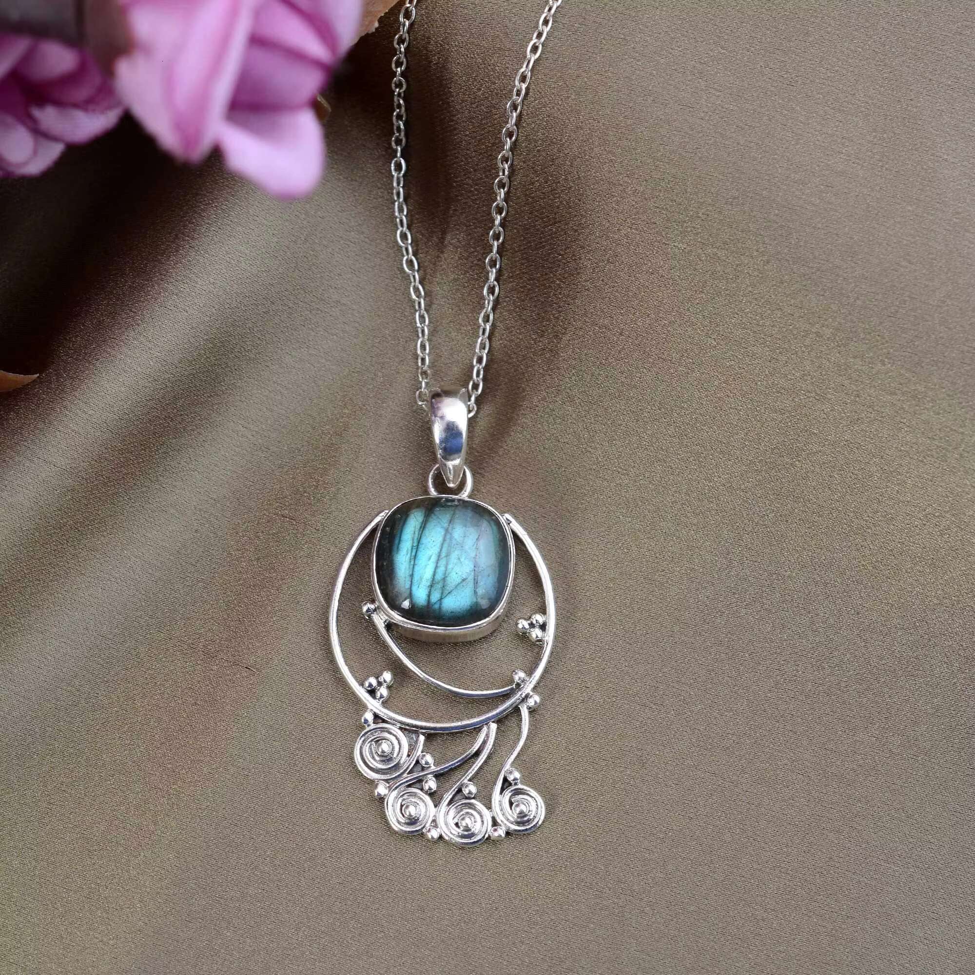 Shining fashion S pure sier natural Labrador geometric pendant necklace for women's accessories