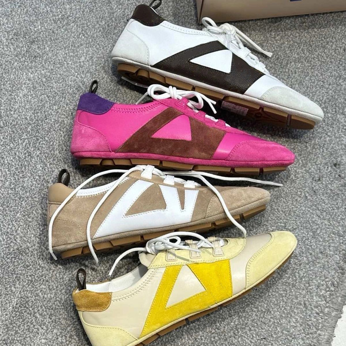 Sneakerina Womens Casual Shoes Designer Shoes Lace Up Ballerina Sneakers Ladies Trainers Veters Sneaker Flats Shoes Soft Lambskin Top Quality Pink White Sliver