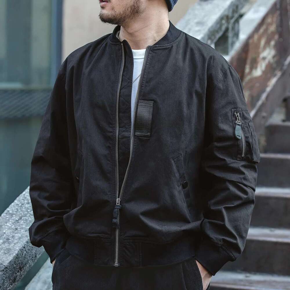 Maden Retro MA1 Bomber Flight Jackets Green Windproof Pilot Jacket Casual Motorcycle Baseball Coat for Men's Spring and Autumn
