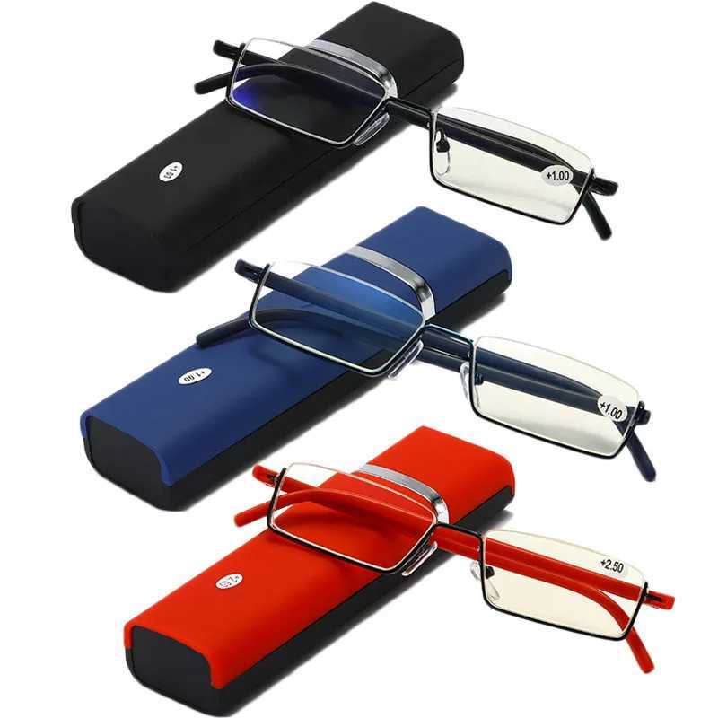 Flexible Half Frame Reading Glasses with Box Men Women Portable Anti-blue Eyeglasses Unisex Presbyopia Eyewear +1.0 To +4.0 W250513